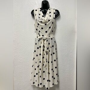 Lauren Ralph Lauren cream and black polka dot dress size 6